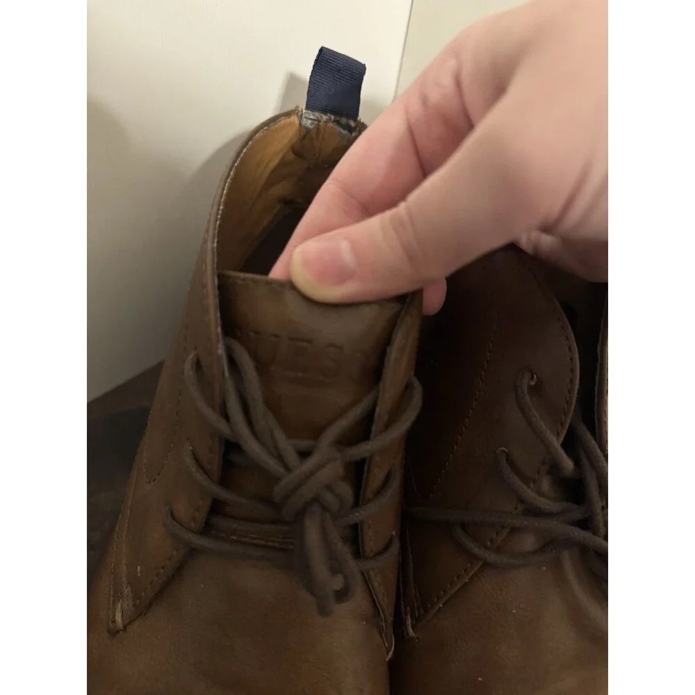 GUESS Men's Gmmorven Chukka Boots Brown Leather US 10 Ankle Casual Dress Shoes